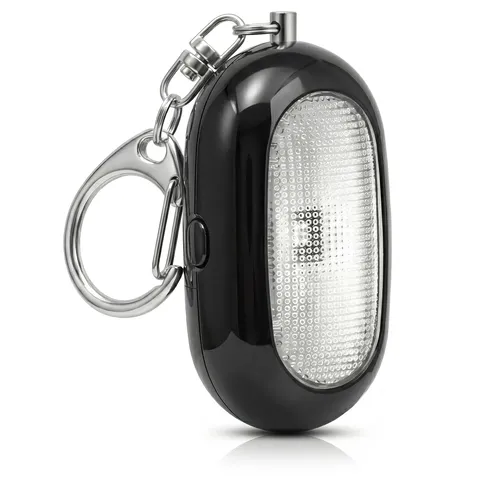 Bearware Überfallmelder, Persönlicher Alarm, Personenalarm, Schlüsselanhänger 125 dB, LED Licht, Taschenalarm, Sirene, Auslöse-Splint, Taschenlampe, kompakt