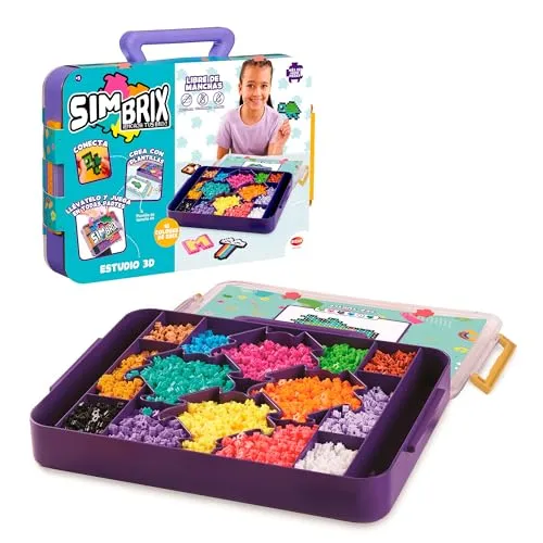 Bizak Simbrix 3D-Studio - Baukasten mit 4000 Brix in 16 Farben, kreatives Spielzeug für Jungen und Mädchen ab 5 Jahren, ideal für unterwegs