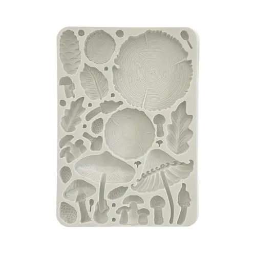 Stamperia - Silicon Mould A5 for Scrapbooks, Bullet Journals and More, Non-Stick, Suitable for Air-Dry Clay, Resin and More, Perfect for Crafts and Gifting (Golden Harmony - Wood and Mushrooms)