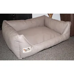 Hundebettenmanufaktur Hundekorb Hundesofa Schlafplatz Kunstleder Similpelle von XS bis XXL grau 60 cm x 80 cm
