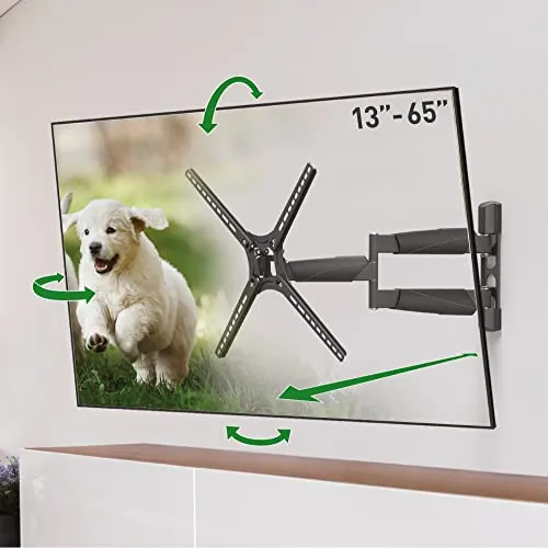 Barkan 53.5cm Lange TV Wandhalterung, 13-65 Zoll Schwenkbar/Neigbar/Vollbewegung luxuriösen TV Halterung, hält bis 36Kg, extra Langer Auszug, für LED OLED LCD, Max. VESA 400x400