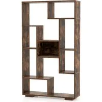 Costway Bücherregal mit 9 Fächern Standregal Braun 120cm