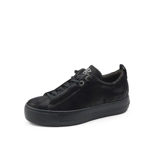 Paul Green Damenschuhe sportlicher Schnürer Schwarz - Sneaker aus super softem Glattleder mit funkelndem Steinbesatz, ideal für Freizeit und Büro, für höchsten Komfort und trendigen Look.