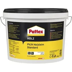 PATTEX PV/H Holzleim Standard D2 - 10000 g - Klebstoffe, universell einsetzbarer Holzleim mit hoher Verleimungsfestigkeit, ideal für feuchtfeste Kalt- und Warmverleimungen. Inhalt: 10kg, trocknet transparent.