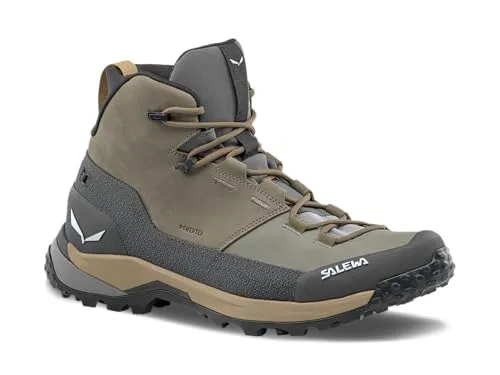 Salewa Puez Leather Mid Powertex Schuh Herren - Wanderschuhe für anspruchsvolle Trekkingtouren, mit hochwertigem Nubukleder, wasserdichter Powertex-Membran und optimalem Halt dank 3F-System für höchsten Komfort und Flexibilität.