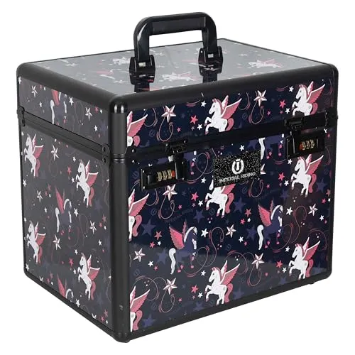 Imperial Riding Putzbox IRHShiny, Pixie Dust AOP - Praktische Putzbox für Pferdepflege mit weichem Innenmaterial und Einsatz für kleine Utensilien. Robustes Design mit Spiegel und Kombinationsschlössern, ideal für jedes Stall-Setup.