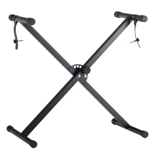 FunKey Mini-X-Keyboardständer schwarz - Hochwertiger Keyboardständer für Einsteiger, 7-fach höhenverstellbar von 25 - 77 cm, ideal für Synthesizer und Keyboards unter 61 Tasten, mit rutschfesten Gummimanschetten für sicheren Halt.