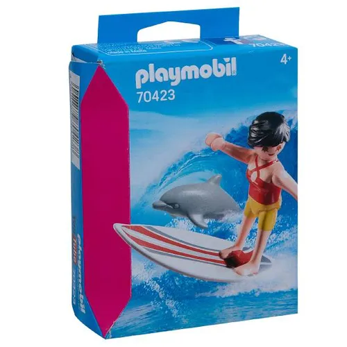 PLAYMOBIL® Surferin mit Delfin 70423 - Playmobil Set mit Surferin und Delfin, fördert die Kreativität und Fantasie von Kindern ab 4 Jahren, ideal als Geschenk.