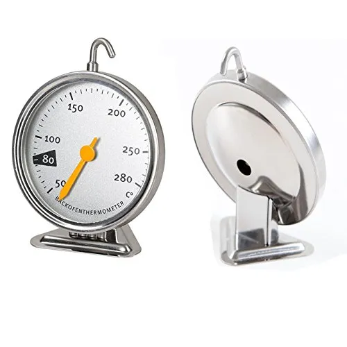 Ofenthermometer aus Edelstahl mit Haken zum Aufhängen, Küchenwerkzeug, präzise und nützlich, 50 – 280 Grad, Größe 90 x 70 x 19 mm