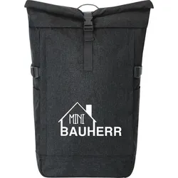 Huuraa Kurierrucksack Mini Bauherr Geschenk 30-44 Liter Black Melange Fairtrade Rolltop Rucksack Mini Bauherr Geschenkidee - Schwarz