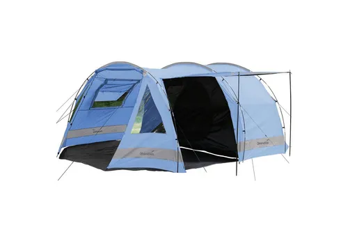 Skandika Tunnelzelt Kambo 4 - Familienzelt mit dunkler Schlafkabine - Tunnelzelt für 4 Personen, wasserdicht mit 3000 mm Wassersäule, 3 Eingängen und Sonnendach für optimalen Komfort beim Camping.