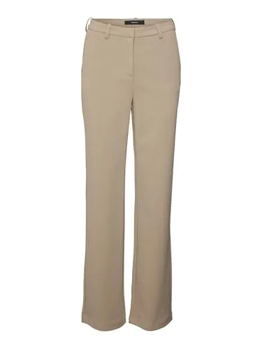 Vero Moda Anzughose VMZAMIRA MW SLIM STRAIGHT PANT NOOS mit Gürtelschlaufen braun XL