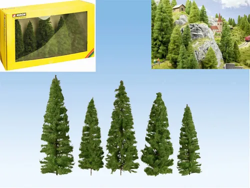 Noch 24520 Spur 0/H0/TT Tannen 5 Stück, dunkelgrün