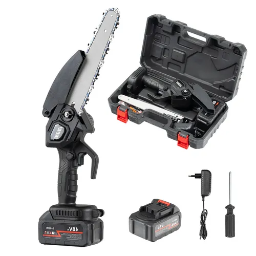 Akku Kettensäge 8 Zoll 21V 6Ah Mini Einhand Astsäge Set mit Koffer