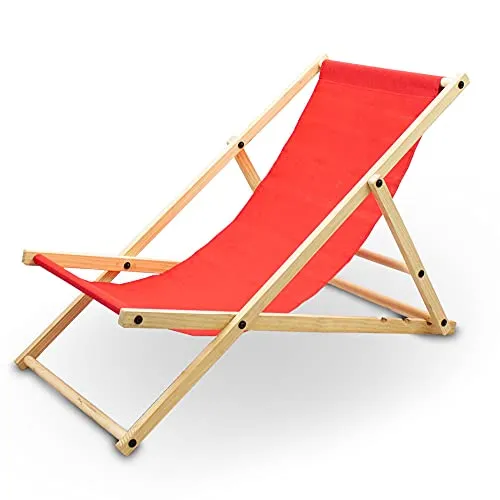 Bituxx Klappbarer Liegestuhl Rot MS-17011 - Gartenliegen mit verstellbaren Liegehöhen, ideal für entspannte Stunden im Freien. Robust, abwaschbar und leicht mit nur 2,75 kg, perfekt für Strand, Garten oder Balkon.