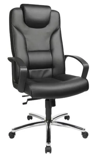Topstar Chefsessel Comfort Point 50 - Komfortabler Bürostuhl mit Kunstleder und chromfarbenem Gestell - Bürostuhl mit ergonomischem Muldensitz, Wipp-Mechanik und bis zu 8 Stunden Sitzkomfort, ideal für lange Arbeitstage im Büro.