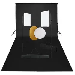vidaXL Fotostudio-Set mit Softboxen und Reflektoren - Fotostudio Zubehör mit verstellbarem Hintergrundsystem und professionellen Softboxen für perfekte Aufnahmen. Ideal für Fotografie und Film mit transportabler Tragetasche.