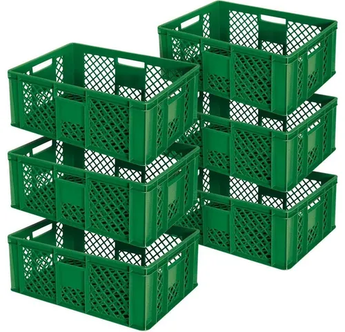 BRB-Lagertechnik Stapelbox 6x Eurobehälter - Stapelbox aus robustem PE-HD Kunststoff, ideal für den sicheren Transport und die Lagerung von Lebensmitteln. Mit optimaler Luftzirkulation und hygienischer Reinigung.