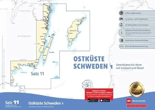 Sportbootkarten Satz 11: Ostküste Schweden 1 (2025/2026) von Delius Klasing Verlag