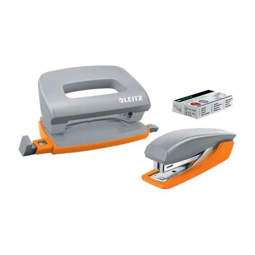LEITZ Locher und Heftgeräte Set Urban Chic grau/orange von Leitz