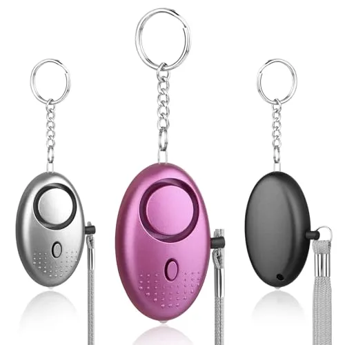 MXTIMWAN 3 Stücke Taschenalarm, Schlüsselanhänger Frauen mit LED-Licht, 140dB Sicherheit Schlüsselanhänger zur Selbstverteidigung – Chatter für Frauen, Senioren, Student Self Defense Schutz Gesichert