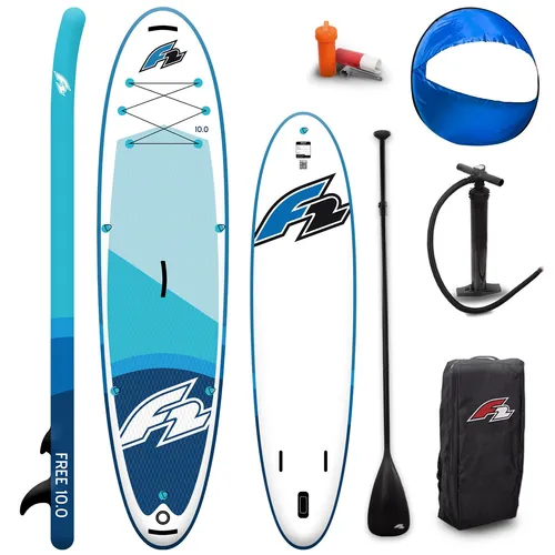 F2 Stand up Paddle Board FREE - Round Sail - 11,6 Blau 2024/2025 - Erleben Sie Freizeitspaß auf dem F2 SUP Board in Blau, 11,6 Fuß lang. Ideal für Stand Up Paddling, bietet es Stabilität und einfache Handhabung für unvergessliche Ausflüge auf dem Wasser.