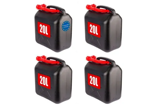 BigDean 4er Set 20L Benzinkanister mit flexiblem Ausgießer - Robuste 20L Benzinkanister für sicheren Transport von Kraftstoffen. Mit flexiblem Ausgießer für schnelles Entleeren und UN-Zulassung für höchste Sicherheitsstandards.