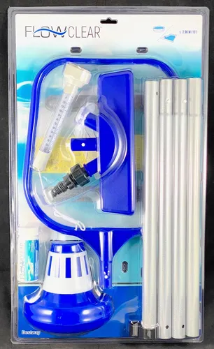 Pool Pflegeset Reinigungsset Kescher-Dosierer-Sauger-Thermometer-Teleskopstange!
