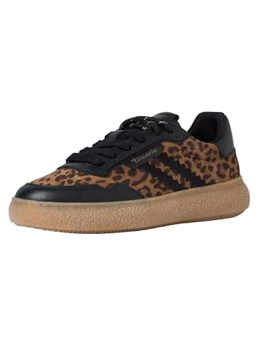 Tamaris Plateausneaker mit Kontrastbesatz, braun, Größe 40 EU - Modische Plateausneaker in animal-print Optik, ideal für den Alltag. Aus robustem Lederimitat und mit herausnehmbarer Innensohle für hohen Tragekomfort.