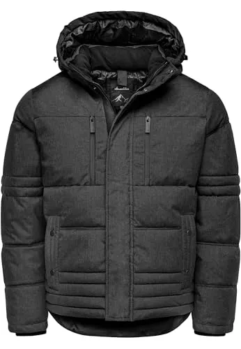 Amaci&Sons Herren Gefütterte Dicke Winter Jacke für Männer mit Kapuze 9133 Dunkelgrau S