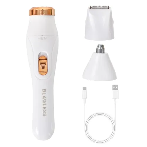 Elektrischer Rasierer Damen, Elektrischer Gesichtshaarentferner, Tragbarer 3-in-1 Elektrorasierer & Augenbrauentrimmer, für Gesicht, Bart, Augenbrauen, Ohren, Nase, Lippen, Kinn, Achseln, Beine, Arme
