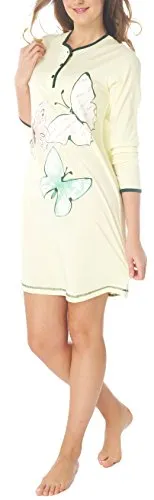 Consult-Tex Damen Langarm Nachthemd Baumwolle Knopfleiste Mint DW720 40/42