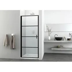 Schwenktür 90 cm schwarz matt - Duschabtrennungen mit 6mm ESG-Sicherheitsglas, reversibel und stilvolle Metallgriffe in Schwarz für moderne Badezimmer.