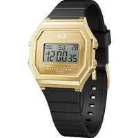 ICE-WATCH 022731 Damen Armbanduhr - Armbanduhren für Damen, stilvolle ICE Digit Retro Metal in Gold mit schwarzem Zifferblatt und flexiblem Silikonarmband - perfekt für jeden Anlass.
