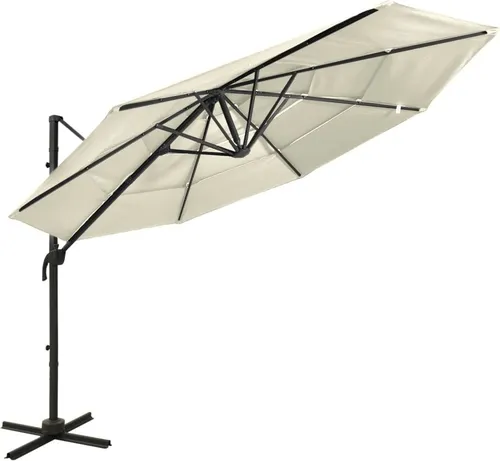 The Living Store Sonnenschirm mit Aluminium-Mast 3x3 m – Sandfarben