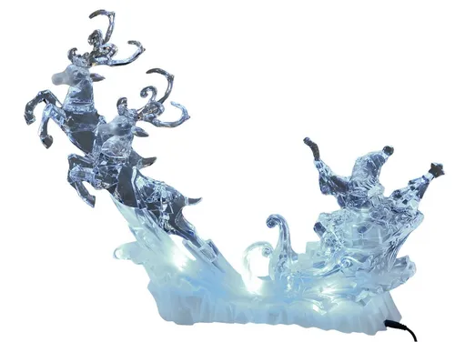 formano Skulptur Acryl Santa mit Schlitten und Rentieren - Skulpturen mit Adapter, 48cm lang und mit kalt-weißem LED Licht - perfekte Weihnachtsdeko für ein festliches Ambiente.