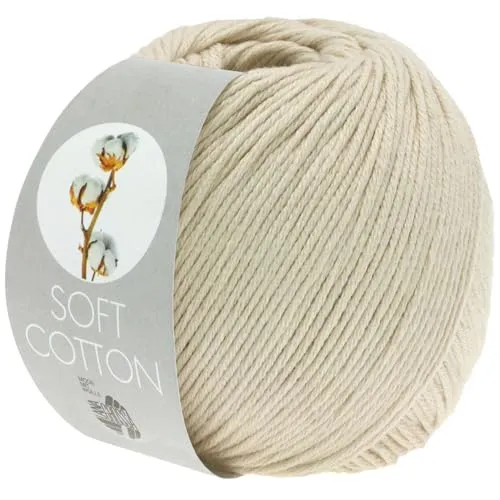 LANA GROSSA Soft Cotton - Weiches Handstrickgarn aus 70% Baumwolle, strapazierfähig und pflegeleicht für kreative Projekte