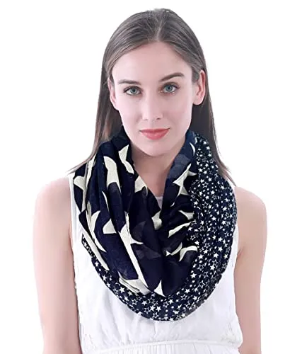 Lina & Lily Damen Loop Schal mit Stern-Print (Dunkelblau)