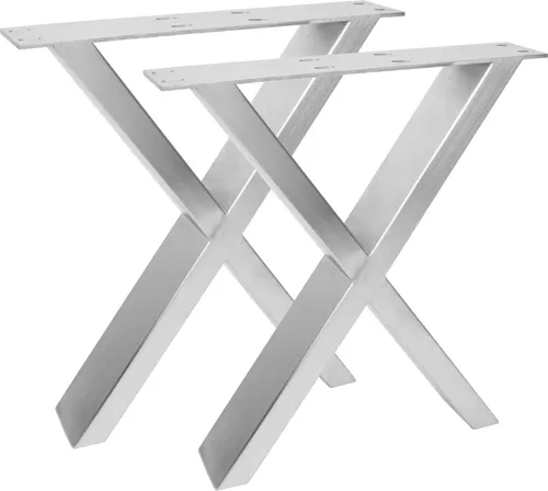 Natural Goods Berlin Möbelkufen X-FORM, 2 Stück Edelstahl Tischkufen für Esstisch & Couchtisch - Set aus 2 stabilen Tischkufen in hochwertiger Edelstahl-Qualität. Ideal für DIY-Möbelprojekte, einfach montierbar und vielseitig einsetzbar. Perfekt für Esstische, Couchtische und Sitzbänke.