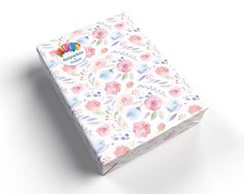 Geschenkpapier für Frauen Freundin Oma Blumen pastel Geschenkpapier für kleine Geschenke für Geburtstag Weihnachten Hochzeit (5 Bögen + 5 Aufkleber