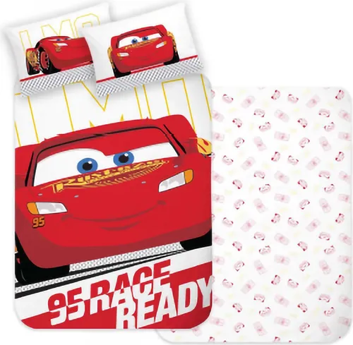 Disney Pixar Cars Bettwäsche Set Lightning McQueen 135x200cm - Bettwäsche-Set für kleine Rennfahrer, mit Lightning McQueen Design für einen coolen Schlaf, aus 100% Baumwolle, hautsympathisch und pflegeleicht.