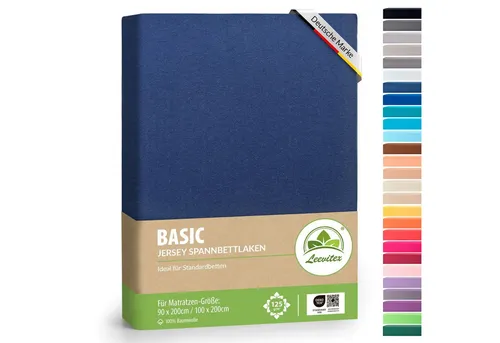 leevitex® Spannbettlaken Spannbettlaken Classic Jersey, Jersey-Baumwolle, Gummizug: rundum, (1 Stück), 100% Baumwolle, anschmiegsam & dehnbar, diverse Größen und Farben