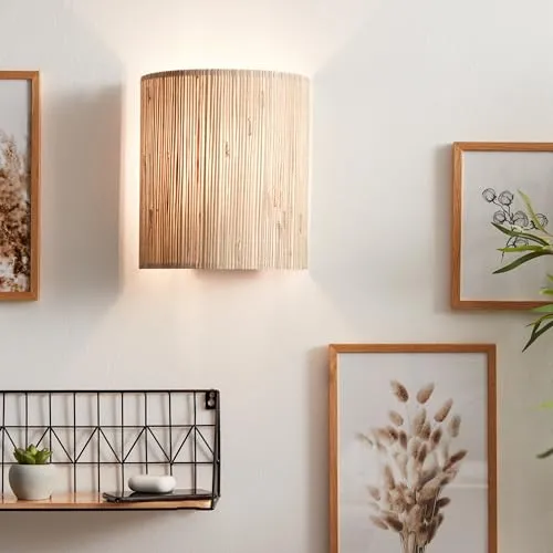 Lightbox Wandstrahler im Nature Stil - dimmbar mit externem Dimmer - Wandleuchten aus natürlichen Materialien, ideal für ein frisches Ambiente im Wohnzimmer. Dimmbar mit externem Dimmer und geeignet für energiesparende LED-Leuchtmittel.