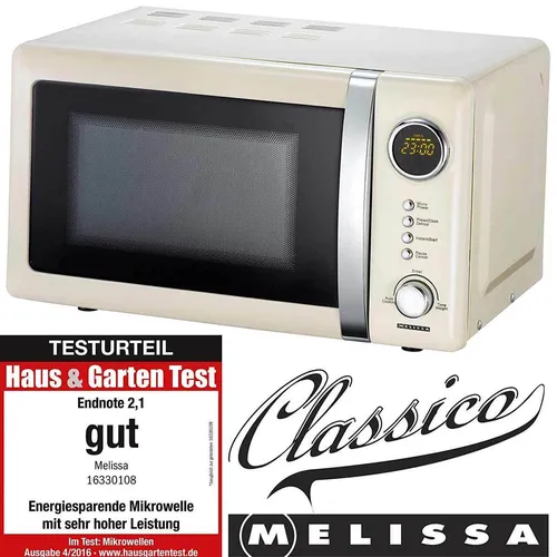 MELISSA Mikrowelle 16330108, 700 W, Retro-Design - Mikrowelle mit 20 L Volumen und elegantem Retro-Design in creme, ideal für stilvolle Küchen und schnelles Kochen.