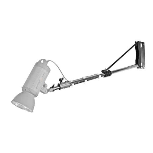 Walimex pro Wand-Lampenstativ 120-215 cm – Schwarz - Montage-Zubehör für Studiobeleuchtung mit max. Traglast von 4 kg, ideal für platzsparende Wandmontage von Studioleuchten und Studioblitzen.