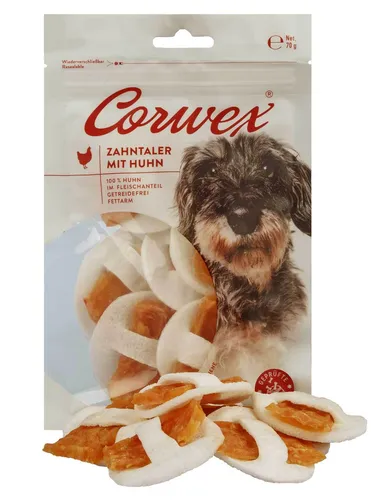 Corwex Zahntaler mit Huhn 70g – Zahnpflege-Snack für Hunde