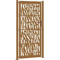 vidaXL Gartentor 105x205 cm - Wetterfester Stahl mit Spurendesign - Gartenzäune: Wetterfestes und langlebiges Stahl-Gartentor mit lasergeschnittenem Design, das Eleganz und Sicherheit vereint. Ideal für Garten- und Terrasseneingänge.