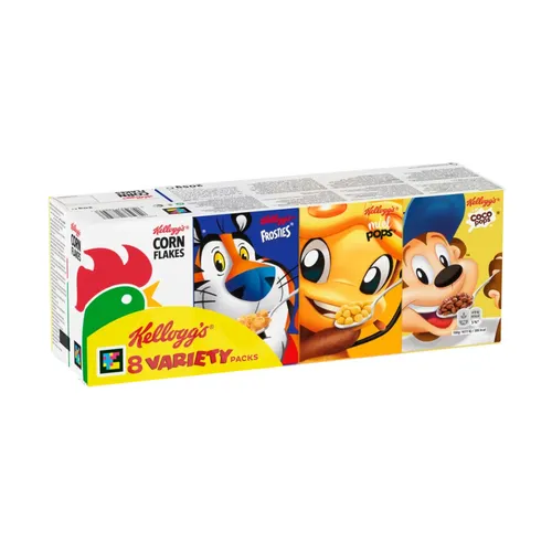 Kellogg's 8 Variety Packs (205 g) – 5 verschiedene Sorten in 8 praktischen Mini Cerealien-Packungen – Frühstückscerealien-Mix zum Probieren und für mehr Abwechslung