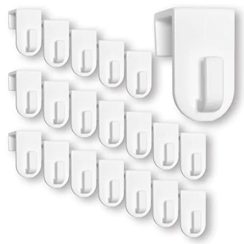 De-Plastik Fensterhaken | Dekohaken - Aufhänger | Weiß | 20er-Set | Für Fenster bis maximal 17 mm Falzmaß geeignet | Optimal für Ihre Fensterdeko | 35 x 20 mm