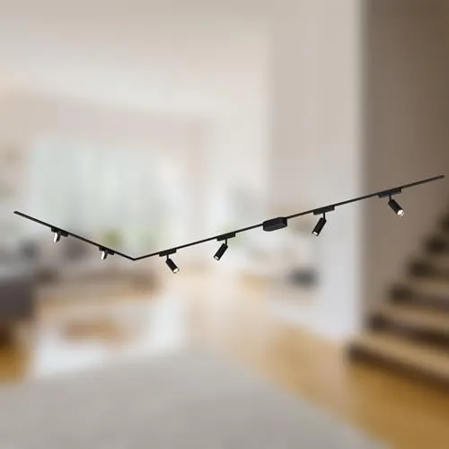 BRILONER Luxtrail Schienensystem Komplettset mit 4x LED Spots - Lampen Schienensystem mit 3m Länge und schwenkbaren Tracklights für individuelle Ausleuchtung, ideal für kreative Raumgestaltungen.